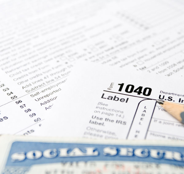 Social Security card on US 1040 tax forms